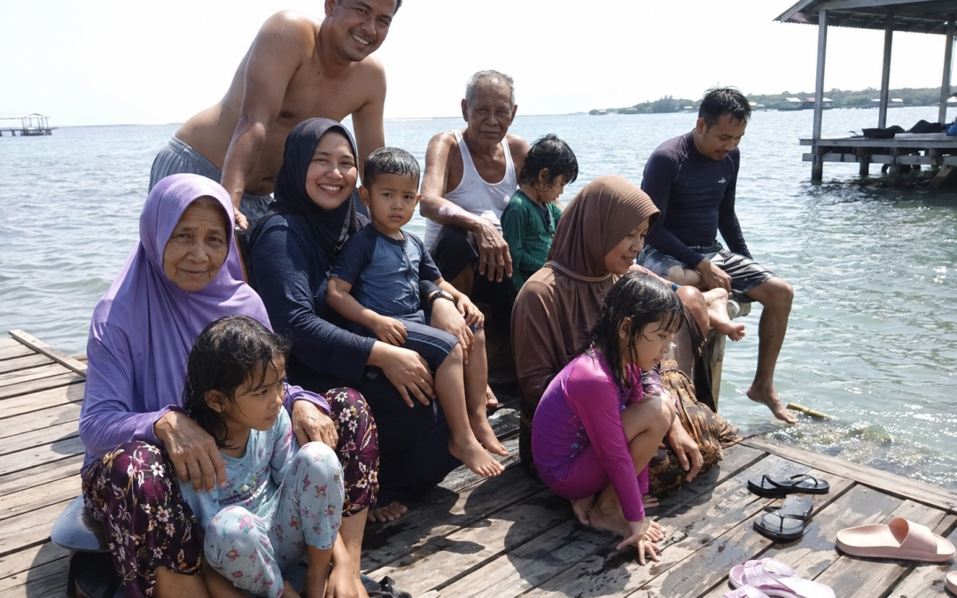 Keluarga menikmati liburan Lebaran di Pulau Tidung